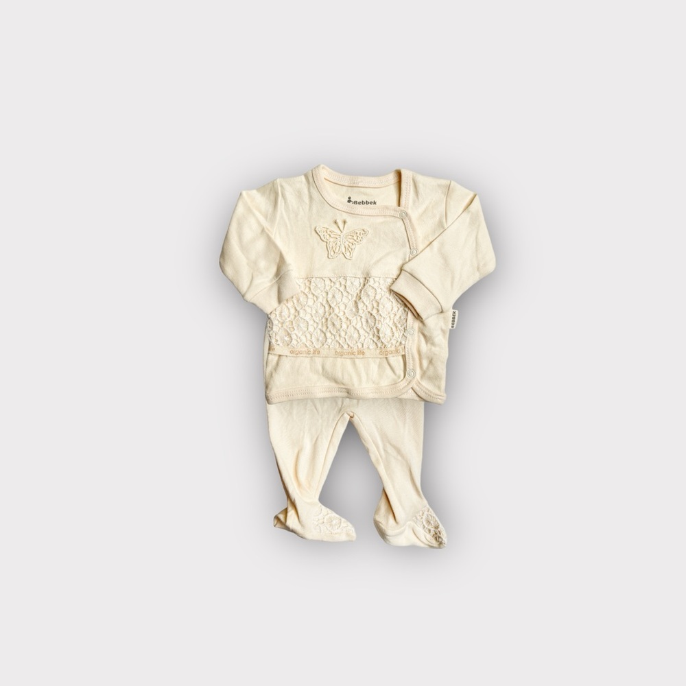 New Organic Cotton matching set size Newborn cream NB Organic cotton baby girl